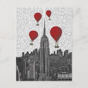 Carte Postale Empire State Building and Red Hot Air Balloons