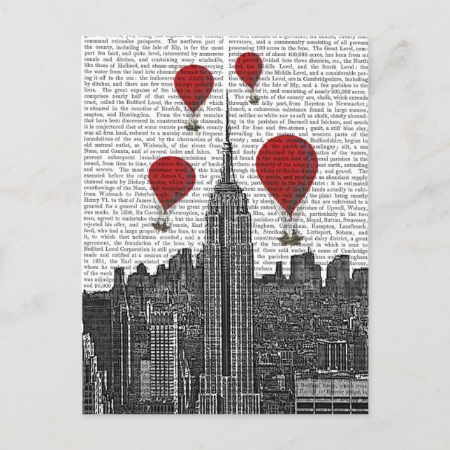 Carte Postale Empire State Building et ballons à air d'un rouge (Devant)