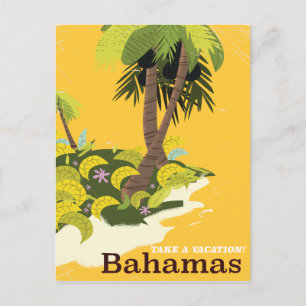 Carte Postale Emportez une affiche de voyage vintage Vacation Ba