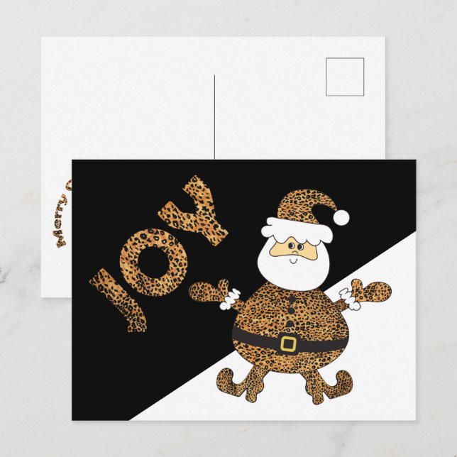 Carte Postale Empreinte de léopard Père Noël Joy (Devant / Derrière)