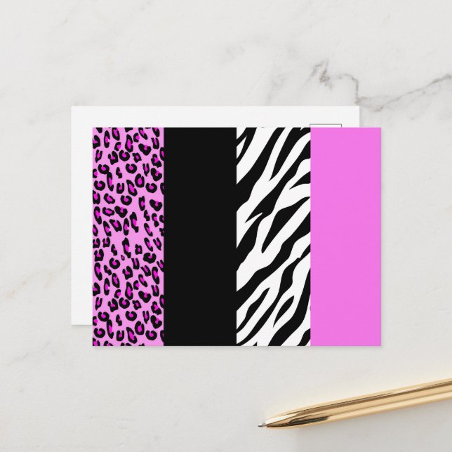 Carte Postale Empreinte de léopard, Zebra Print, Poster de anima (Devant/Arrière en situation)