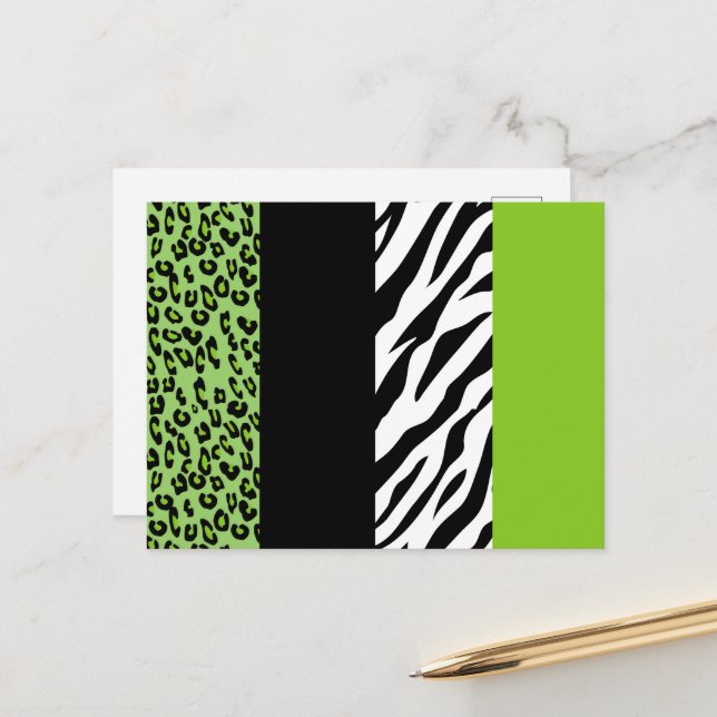 Carte Postale Empreinte de léopard, Zebra Print, Poster de anima (Devant/Arrière en situation)
