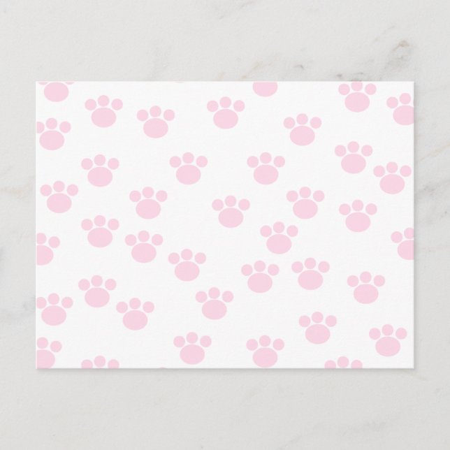 Carte Postale Empreinte de patte animal. Motif rose clair et bla (Devant)