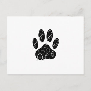 Carte Postale Empreinte de patte Chien Noir Avec Flouris Blanc
