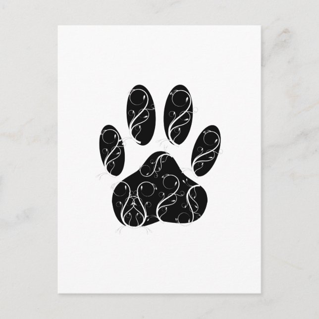 Carte Postale Empreinte de patte Chien Noir Avec Flouris Blanc (Devant)