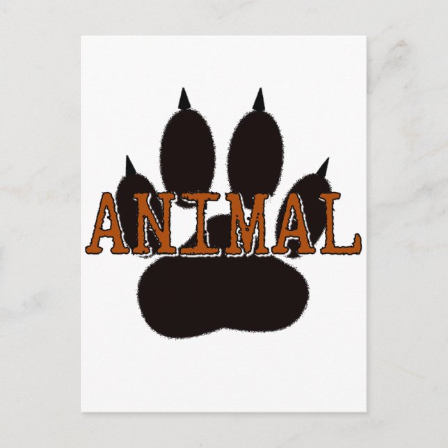 Carte Postale Empreinte de patte d'animal noir (Devant)