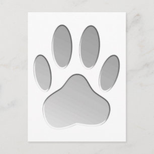 Carte Postale Empreinte de patte de chien à l'air métallique