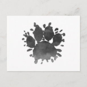 Carte Postale Empreinte de patte de chien Aquarelle Patte de chi
