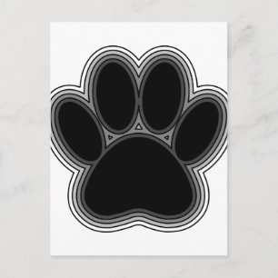 Carte Postale Empreinte de Patte de Chien avec Contours