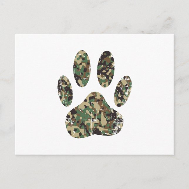 Carte Postale Empreinte de patte de chien Camo en détresse (Devant)