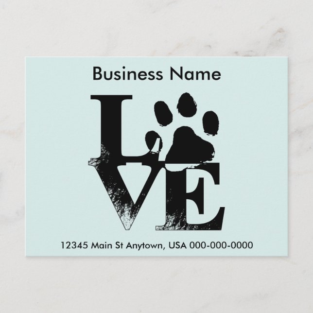 Carte Postale Empreinte de patte de chien chiot customisé LOVE (Devant)