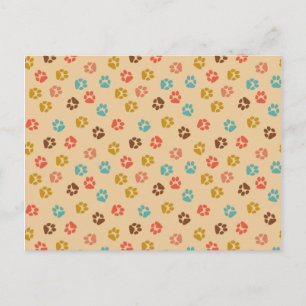 Carte Postale Empreinte de Patte de Chien Couleur Vintage Amoure