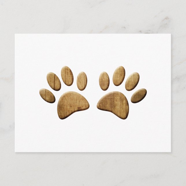 Carte Postale Empreinte de patte de chien de bois (Devant)
