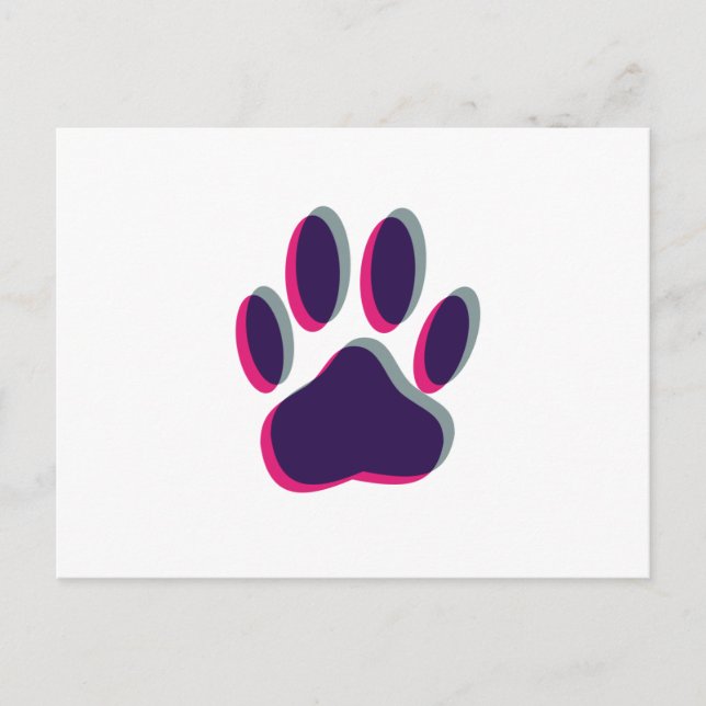 Carte Postale Empreinte de patte de chien hors de l'attention (Devant)