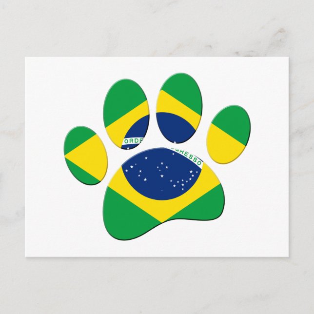 Carte Postale Empreinte de patte du Drapeau du Brésil (Devant)