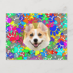 Carte Postale Empreinte de patte photo de chien mignon Motif per