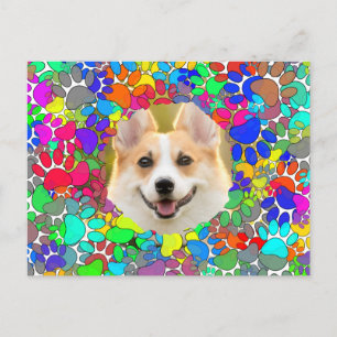 Carte Postale Empreinte de patte photo de chien mignon Motif per