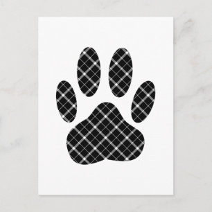 Carte Postale Empreinte de patte Tartan Noir Et Blanc
