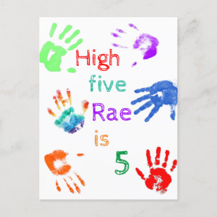 Carte Postale Empreintes à main de peinture Anniversaire avec no