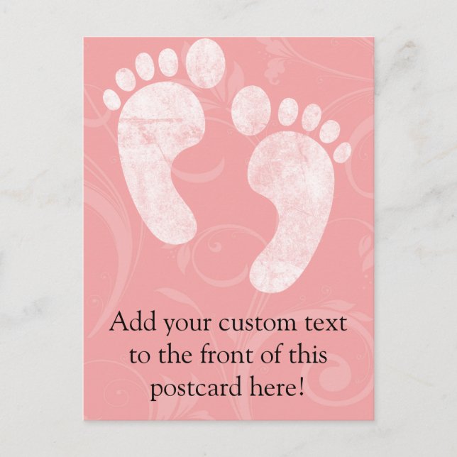Carte Postale Empreintes de bébé rose/blanc (Devant)