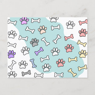 Carte Postale Empreintes de pattes De Chien Et Motif D'Art Des O