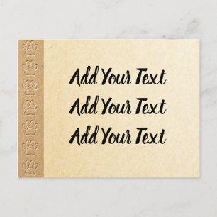Carte Postale Empreintes de pattes De Chiens Avec Faux Texture D