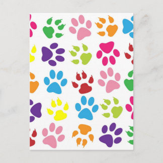 CARTE POSTALE EMPREINTES DE PATTES RAINBOW