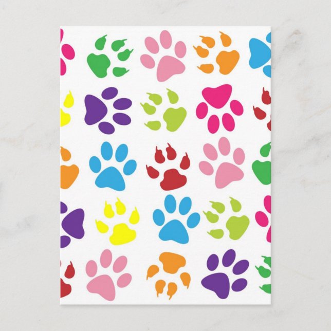 CARTE POSTALE EMPREINTES DE PATTES RAINBOW (Devant)