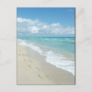 Carte Postale Empreintes sur la plage de sable blanc, Pittoresqu