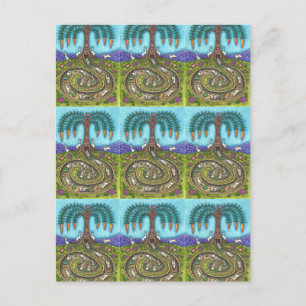 CARTE POSTALE EN BAS DU TROU DE RABBIT, CARROT WILLOE TREE FOLK