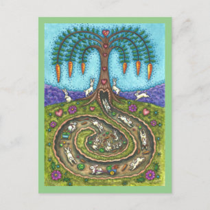 CARTE POSTALE EN BAS DU TROU DE RABBIT, CARROT WILLOE TREE FOLK 