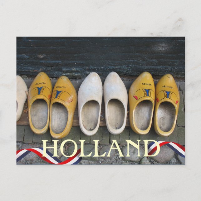 Carte postale en bois néerlandaise de chaussures (Devant)