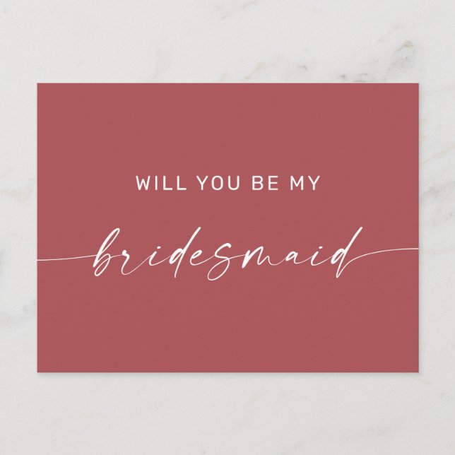 Carte Postale En brique rouge moderne Boho Bridesmaid Propositio (Devant)