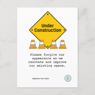 Carte Postale En construction avec Cones rénovation personnalisé
