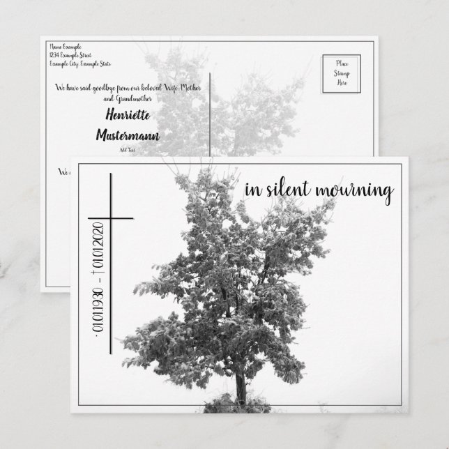 Carte Postale En deuil silencieux - arbre sur la prairie 2.0 (Devant / Derrière)