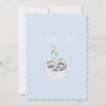 Carte postale en Merci à main bleu minimaliste