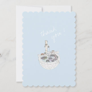 Carte postale en Merci à main bleu minimaliste