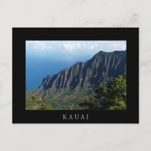 Carte postale en noir et blanc de la côte Na Pali