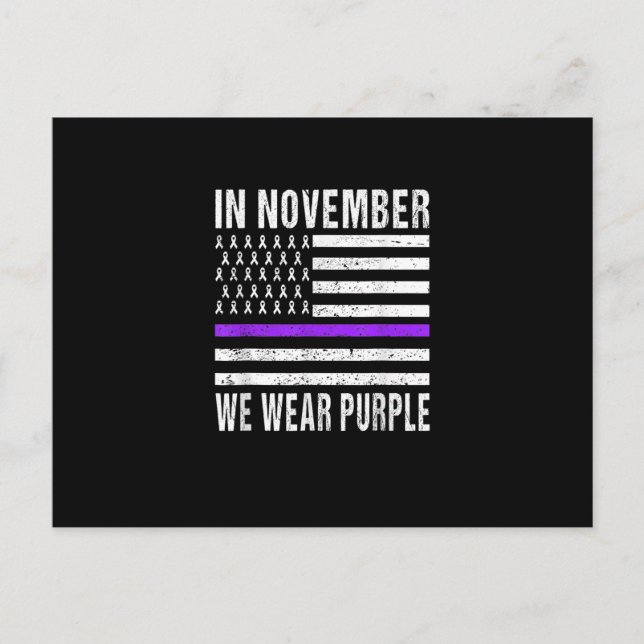 Carte Postale En Novembre Nous Portons Violet Cancer Pancréatiqu (Devant)