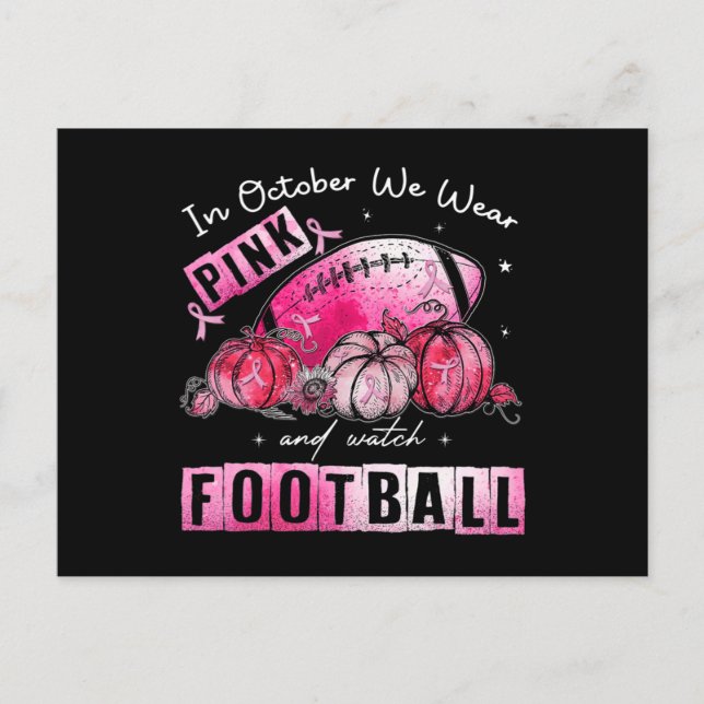 Carte Postale En Octobre Nous Portons Le Football Rose Cancer Du (Devant)
