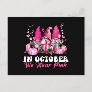 Carte Postale En Octobre Nous Portons Pink Gnome Certifié Cancer