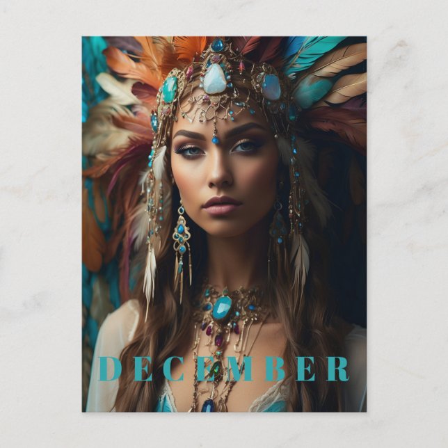 Carte Postale *~* EN-TÊTE DE DÉCEMBRE Boho Turquoise Zircon AP53 (Devant)