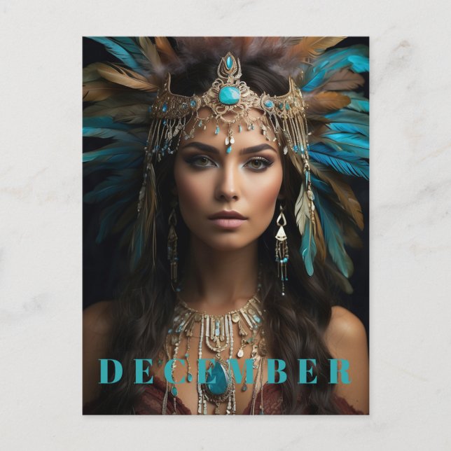 Carte Postale *~* EN-TÊTE DE DÉCEMBRE Zircon Turquoise AP53 (Devant)