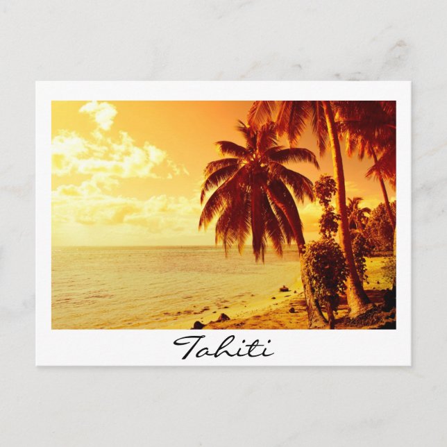 Carte postale en texte blanc de coucher de soleil (Devant)