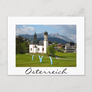 Carte postale en texte blanc de l'église d'Österre