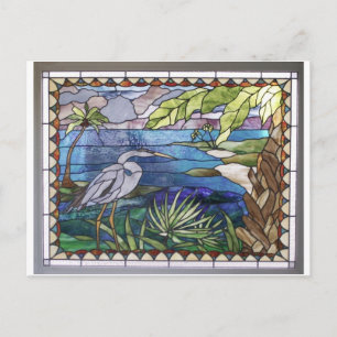 Carte postale en verre coloré Aigrette