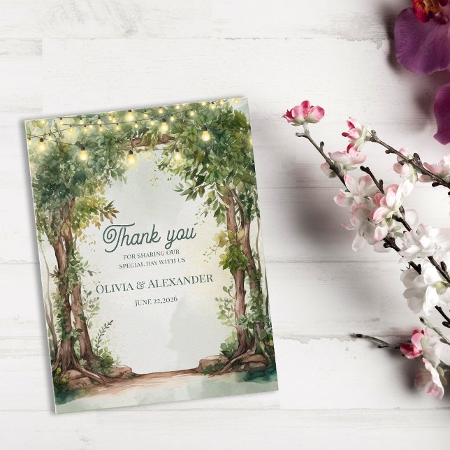 Carte Postale Enchanted Garden String Lights Wedding Thank You (Enchanted Garden String Lights Wedding Thank You)