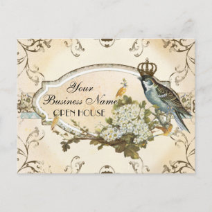 Carte Postale Enchantée Oiseaux Bois Publicité Entreprises