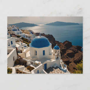 Carte Postale Enchanter Santorin par la mer Salutation
