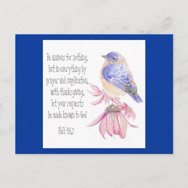 Carte Postale Encouragement, Écriture, Bluebird joyeux (Devant)